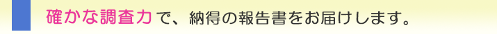 確かな調査力で、納得の報告書をお届けします。